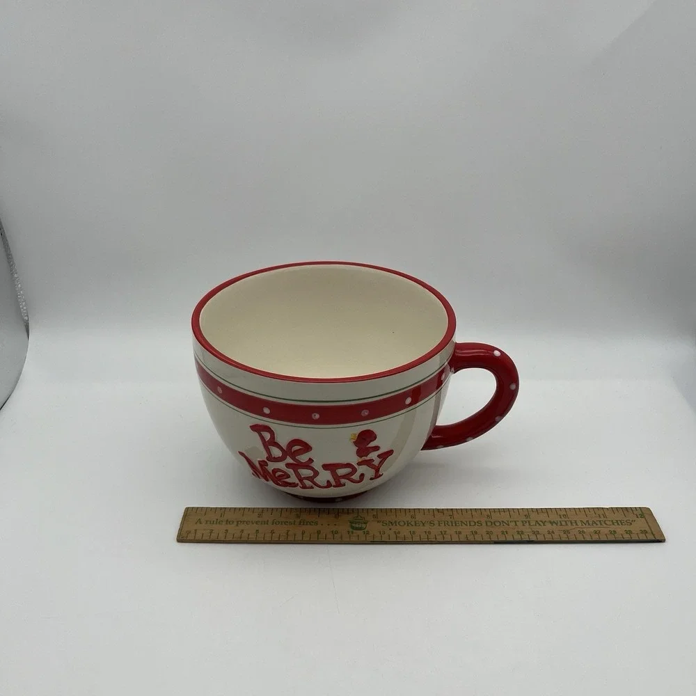 Target Be Merry Oversized Mug Christmas Decorative Bowl Red White Polka Dot 5in